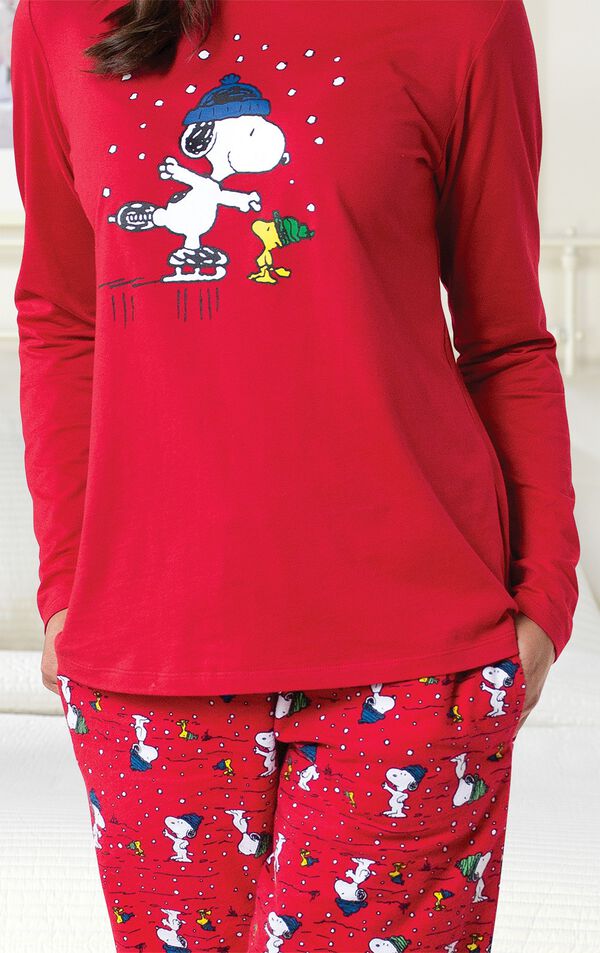 Close-up of Snoopy and Woodstock Graphic on Red Top image number 2