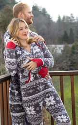 Nordic Fleece Hoodie-Footie His & Hers Matching Pajamas image number 3