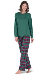 Red & Green Plaid Cotton Flannel Christmas Womens Pajamas image number 0