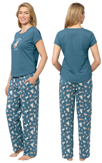 Coffee Dogs Graphic Tee Women's Pajamas - Teal