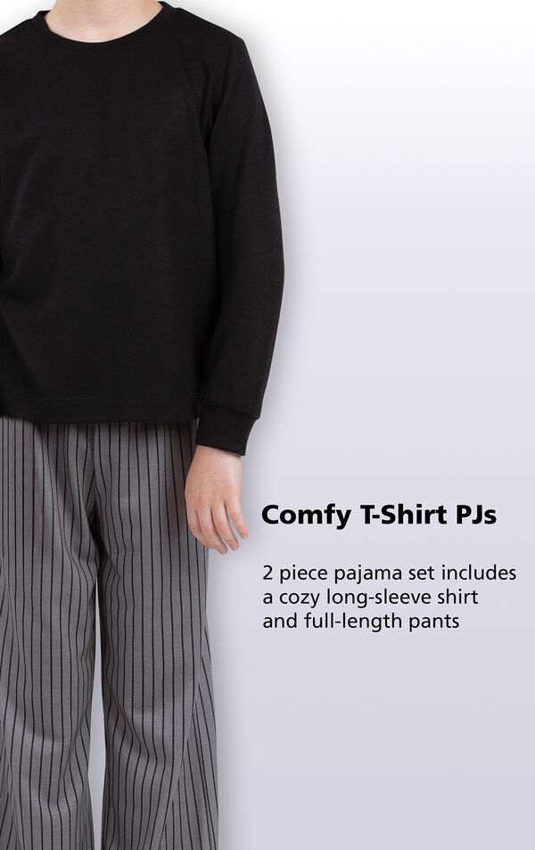 Long Sleeve Boys Pajamas - Gray Stripe image number 3