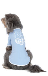 Model wearing Light Blue Paw Print Heart PJ for Pets, facing away from the camera image number 1