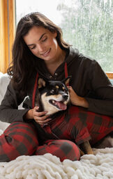 Buffalo Plaid Pet & Owner Set - Warm Gray & Red image number 1
