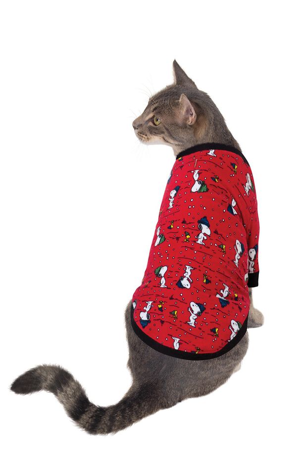 Model wearing Red Snoopy and Woodstock PJ for Cats image number 0