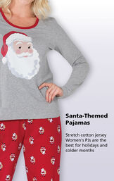 Santa-Themed Pajamas - stretch cotton jersey Women's PJs are the best for holidays and colder months image number 6