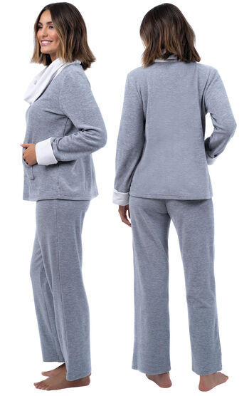 Super Soft Cowl-Neck Pajamas - Charcoal Gray