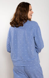 Ditsy Floral French Terry Crew - Blue image number 7