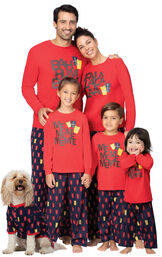 Models wearing Red and Blue Christmas Presents Matching Family Pajamas image number 0