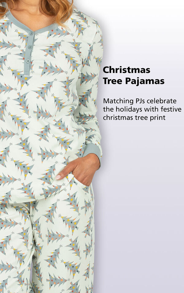 Christmas Tree Pajamas - Matching PJs celebrate the holidays with festive Christmas tree print image number 2