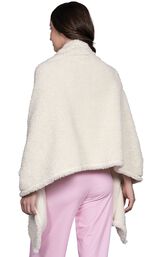 Model wearing Fleece Wrap - White, facing away from the camera image number 1