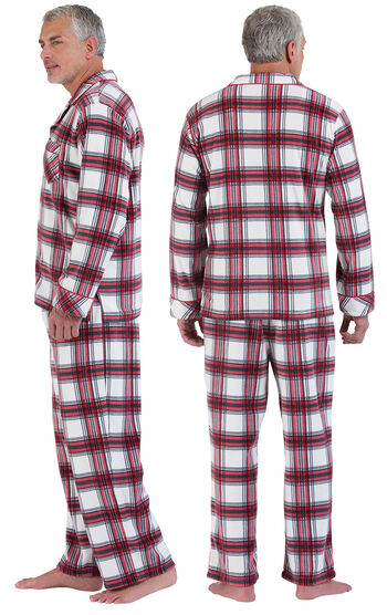 Fireside Plaid Fleece Button-Front Mens Pajamas