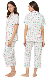 Patterned Short-Sleeve Boyfriend Capri Pajamas image number 1