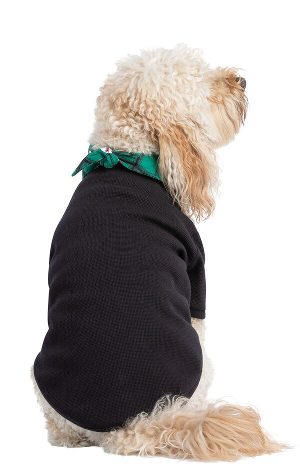 Model wearing Black and Green Snowman Argyle PJ for Pets, facing away from the camera image number 1