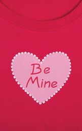 Close up of "Be Mine" heart graphic on Long-sleeve top image number 4