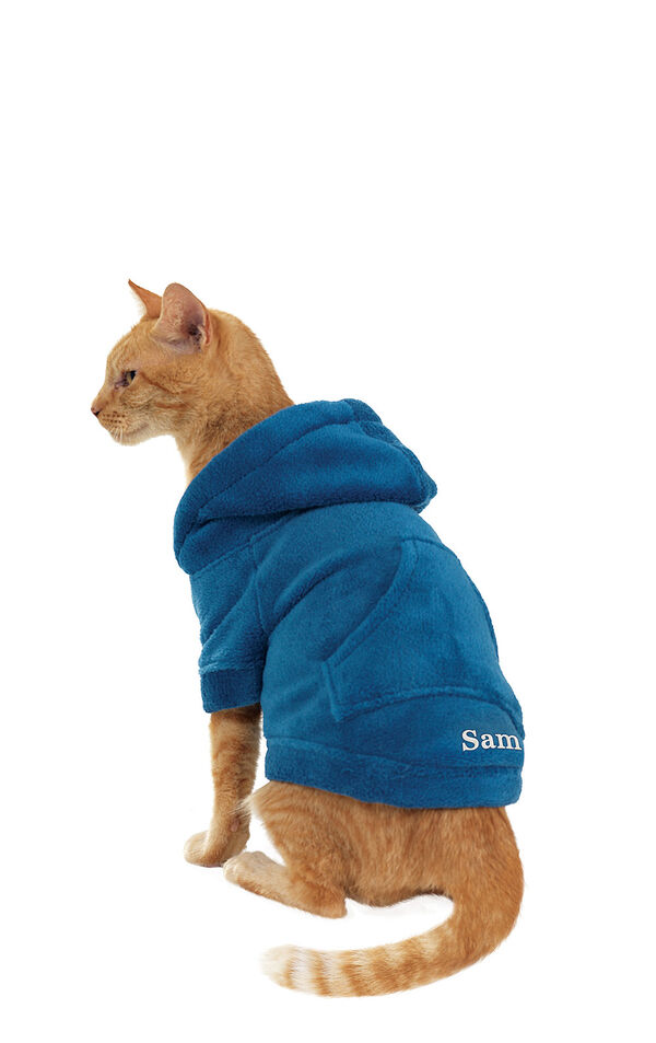 Model wearing Hoodie-Footie - Blue Fleece for Cats image number 0