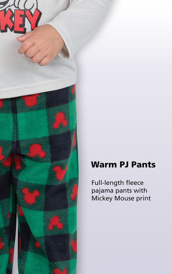 Fll-length fleece pajama pants with mickey mouse print image number 2
