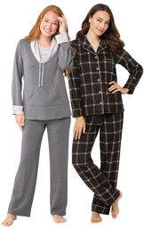 Charcoal Check Fleece PJs and World's Softest PJs image number 0