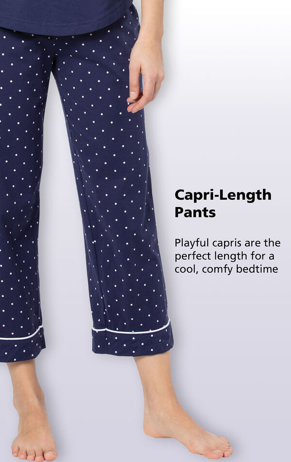 Close up of the Capri-length pants with the following copy: Playful capris are the perfect length for a cool, comfy bedtime image number 3