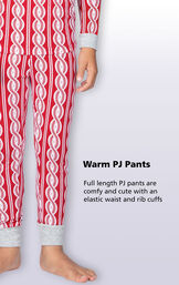 Red and White Peppermint Twist PJ for Kids have comfy and cute full-length PJ pants with an elastic waist and rib cuffs image number 3