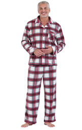 Fireside Plaid Fleece Button-Front Mens Pajamas image number 0