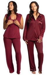 Garnet Spark of Romance Cowl Neck PJs & Ruby Luxe Satin Button-Front PJs image number 0