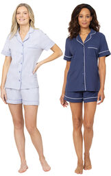 Periwinkle & Navy Solid Jersey Shorts PJs Gift Set image number 0