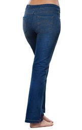 Model wearing PajamaJeans - Bootcut Bluestone Wash, facing away from the camera image number 1