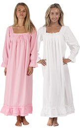 Models wearing Martha Nightgown - Pink and Martha Nightgown - White image number 0