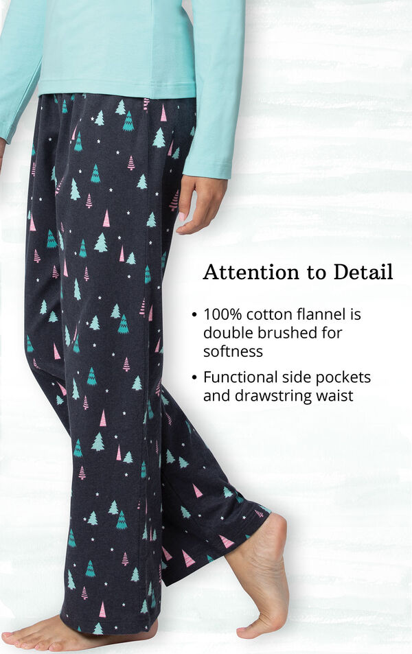 100% cotton flannel is double brushed for softness. Functional side pockets and drawstring waist. image number 4