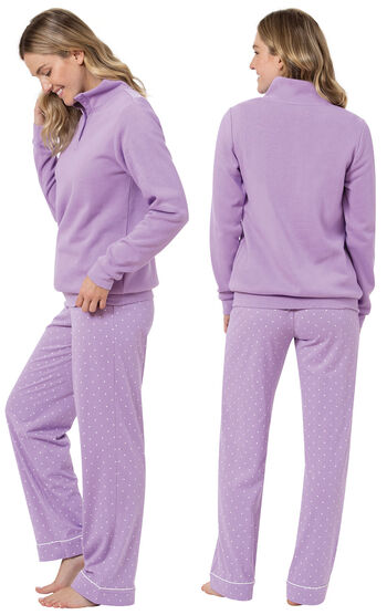 Classic Polka-Dot 3-Piece Pajama Set - Lavender