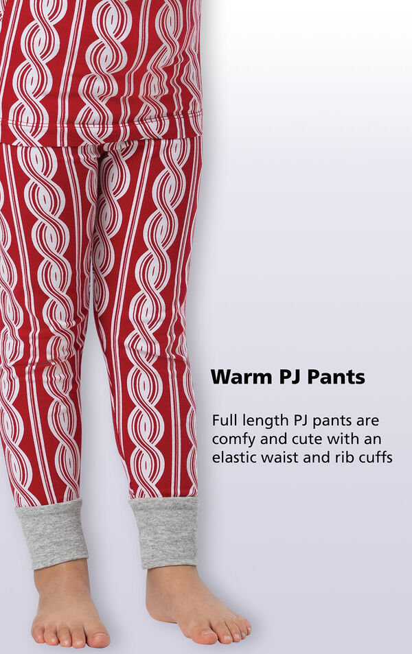 Full-length PJ pants are comfy and cute with an elastic waist and rib cuffs image number 3