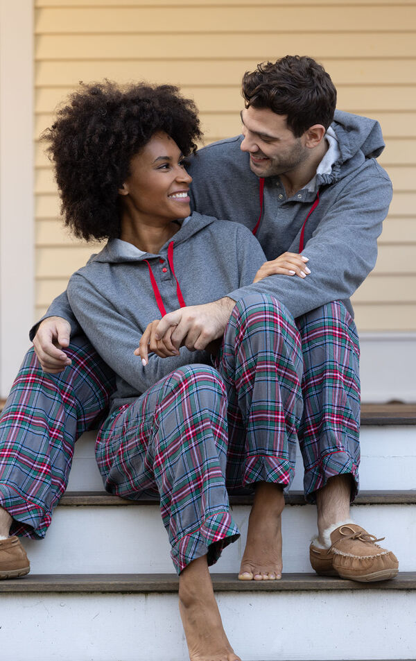 Gray Plaid His & Hers Matching Pajamas image number 6