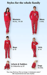 Roomy Fit Tip: You may find our PJs run large. In between sizes? We recommend one size smaller.  Womens: Sizes XS-XL, 1X-3X (Dress Sizes 2-26); Mens Sizes S-XXL, Boys and Girls Sizes 6-14, Dogs Sizes XS-XXL, Infants and Toddlers Sizes 0-3months - 5T image number 5