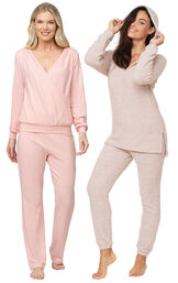 Soft Pink Brushed Fleece Sweater Set  PJs & Mauve Cozy Escape PJs image number 0