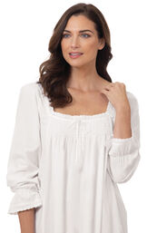 Close up of Model wearing Martha Nightgown in White for Women image number 3
