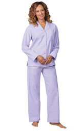 Model wearing Lavender Flannel Button-Front PJ for Women  image number 0