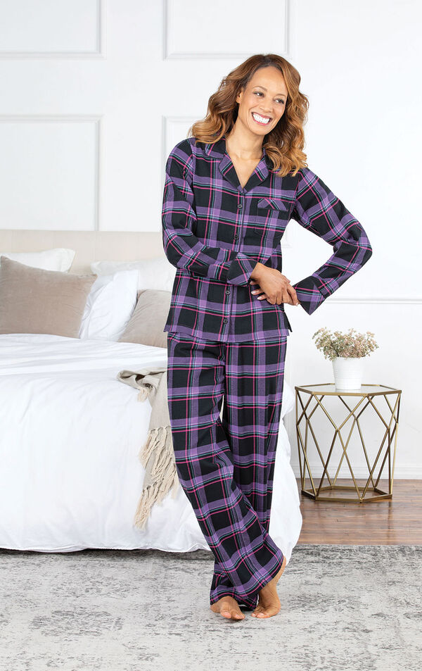 Women's Bright Plaid Boyfriend Flannel Pajamas