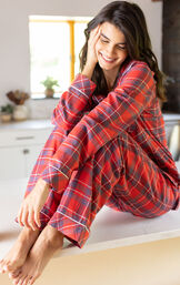 Americana Plaid Button-Front Pajamas - Red & Blue image number 6