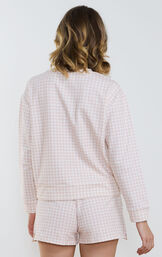 Gingham French Terry Crew - Peach image number 3