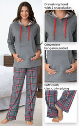 Human PJs have a drawstring hood with 2-snap placket, convenient kangaroo pocket and cuffs with classic trim piping image number 3