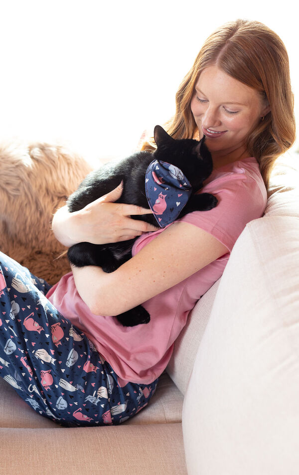 Navy Cats Pet & Owner Pajamas image number 1