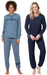 Relaxed Hoodie PJs and Navy World's Softest PJs
