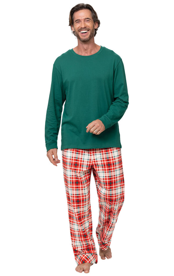 Modern Plaid Pullover Mens Pajamas - Evergreen image number 0
