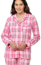 Women's Bright Plaid Boyfriend Flannel Pajamas image number 6