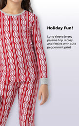 Long-sleeve jersey pajama top is cozy and festive with cute peppermint print image number 2