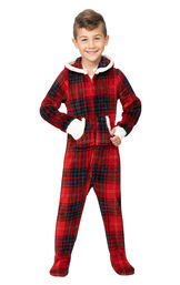 Cozy Holiday Hoodie-Footie Boys Pajamas image number 0