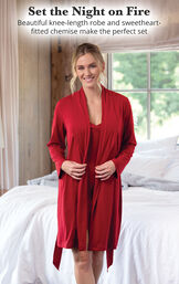 Naturally Nude Robe & Chemise - Red image number 5