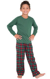 Red & Green Plaid Cotton Flannel Christmas Boys Pajamas image number 0