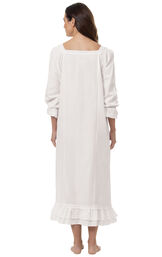Model wearing Martha Nightgown in White for Women, facing away from the camera image number 1