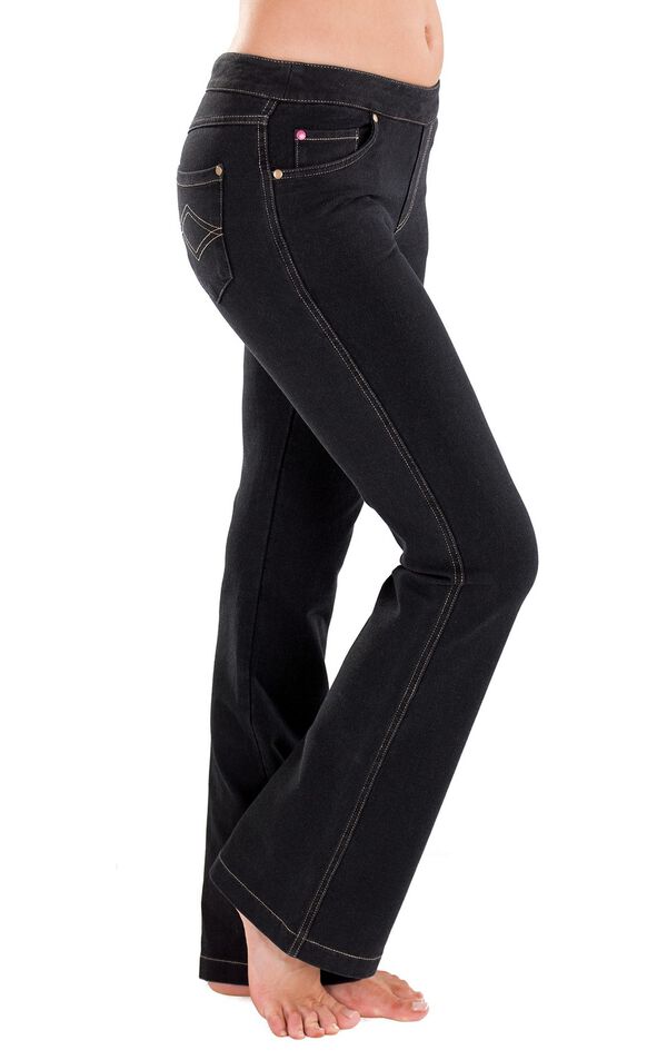 Model wearing PajamaJeans - Bootcut Black